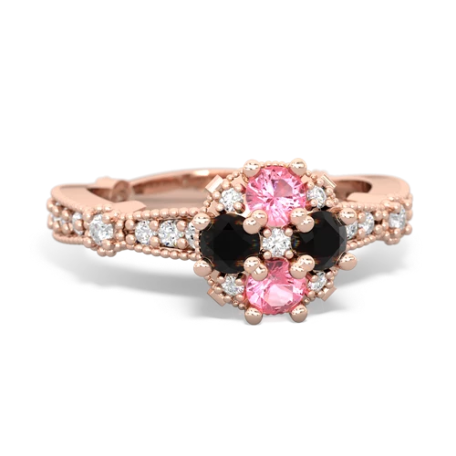 pink sapphire-onyx art deco engagement ring