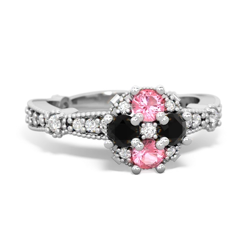 pink sapphire-onyx art deco engagement ring