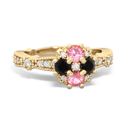 pink sapphire-onyx art deco engagement ring