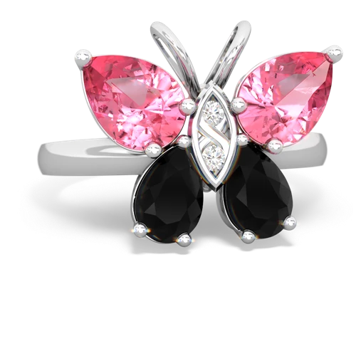 pink sapphire-onyx butterfly ring