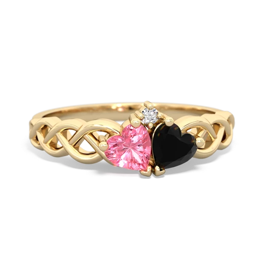 pink sapphire-onyx celtic braid ring