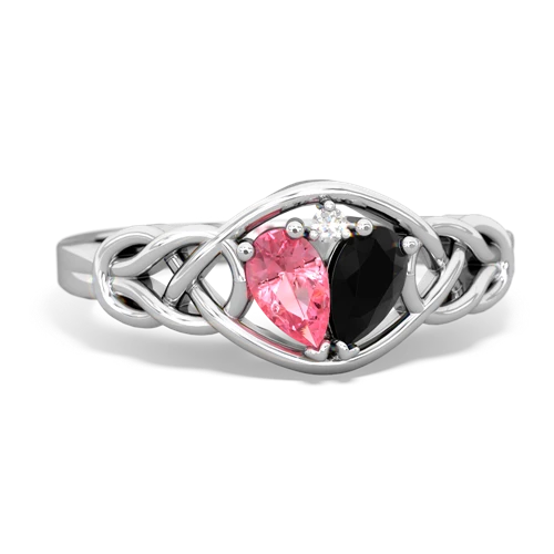 pink sapphire-onyx celtic knot ring