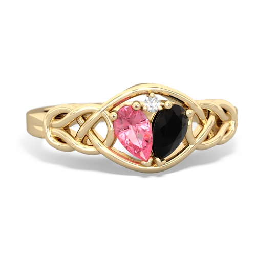 pink sapphire-onyx celtic knot ring