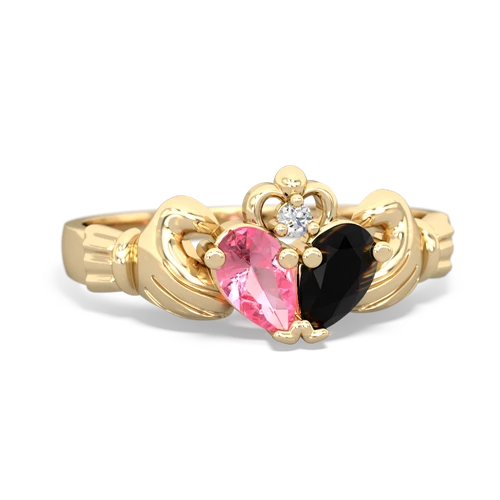 pink sapphire-onyx claddagh ring