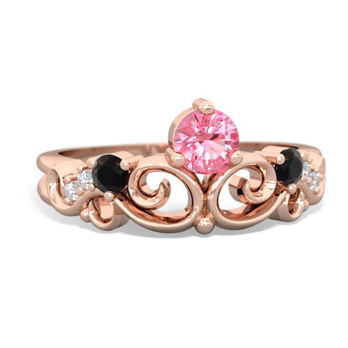 Lab Pink Sapphire Lab Created Pink Sapphire with Genuine Black Onyx and Genuine Swiss Blue Topaz Crown Keepsake ring Ring