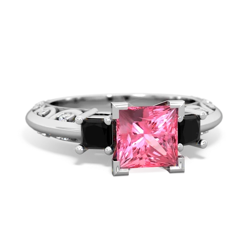 Lab Pink Sapphire Lab Created Pink Sapphire with Genuine Black Onyx and Genuine Sapphire Art Deco ring Ring