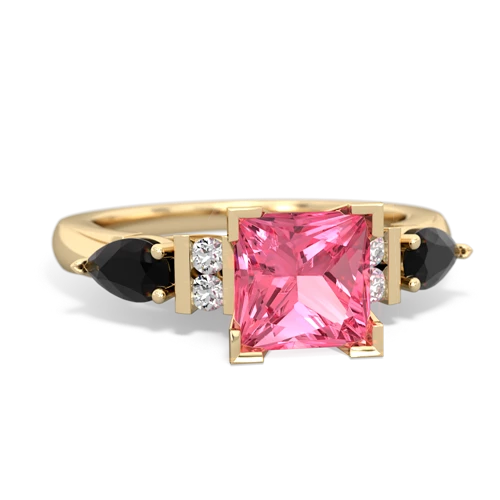Lab Created Pink Sapphire with Genuine Black Onyx and Genuine Citrine Engagement ring