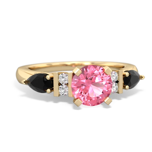Lab Pink Sapphire Lab Created Pink Sapphire with Genuine Black Onyx and Genuine Swiss Blue Topaz Engagement ring Ring