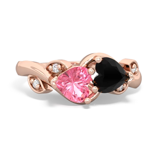 pink sapphire-onyx floral keepsake ring