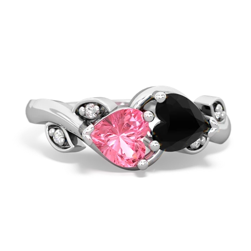 pink sapphire-onyx floral keepsake ring