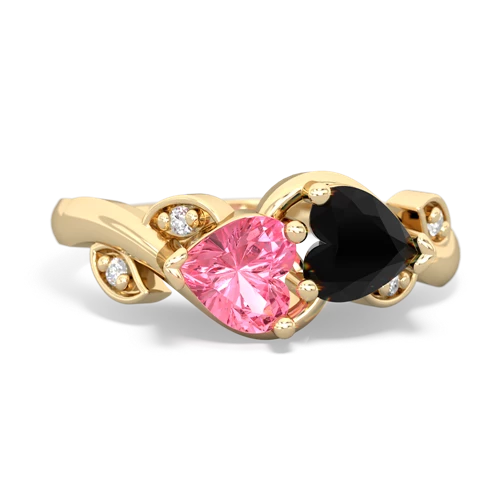 pink sapphire-onyx floral keepsake ring