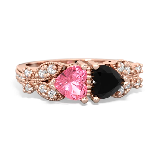 pink sapphire-onyx keepsake butterfly ring