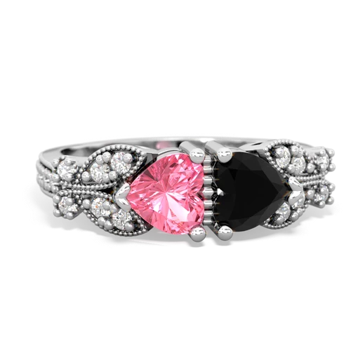 pink sapphire-onyx keepsake butterfly ring