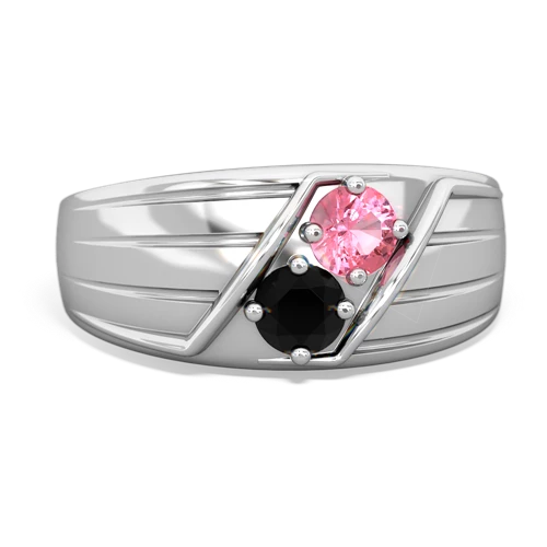 pink sapphire-onyx mens ring