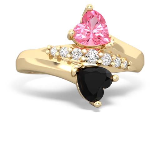 pink sapphire-onyx modern ring