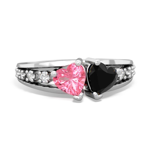 pink sapphire-onyx modern ring