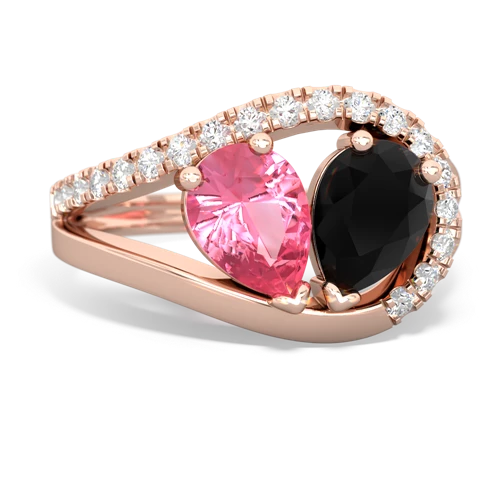 pink sapphire-onyx pave heart ring