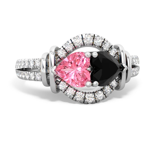 pink sapphire-onyx pave keepsake ring