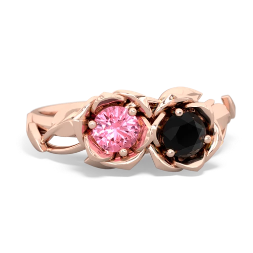 pink sapphire-onyx roses ring