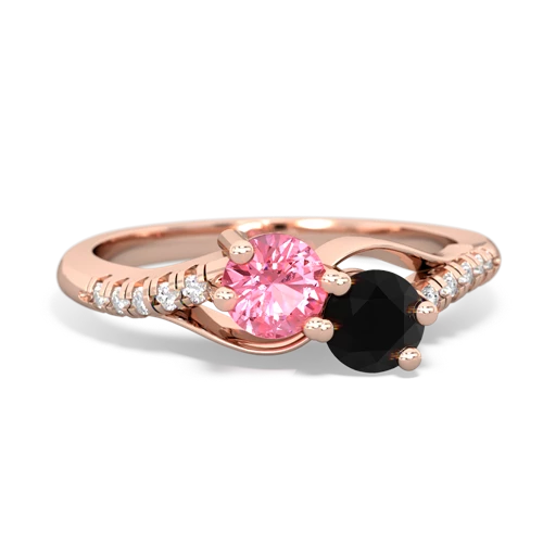 pink sapphire-onyx two stone infinity ring