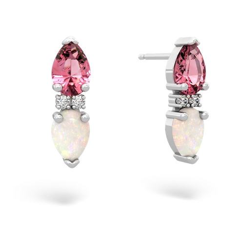 pink sapphire-opal bowtie earrings