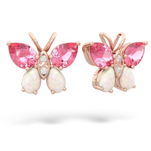 pink sapphire-opal butterfly earrings