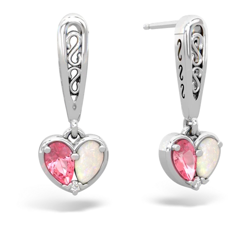 pink sapphire-opal filligree earrings
