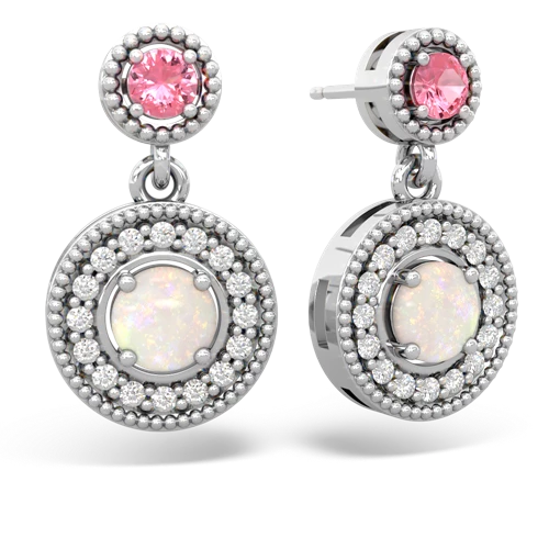 pink sapphire-opal halo earrings