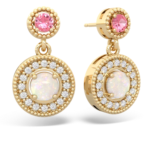 pink sapphire-opal halo earrings