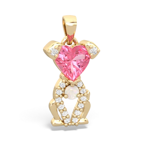 Lab Pink Sapphire Lab Created Pink Sapphire with Genuine Opal Puppy Love pendant Pendant