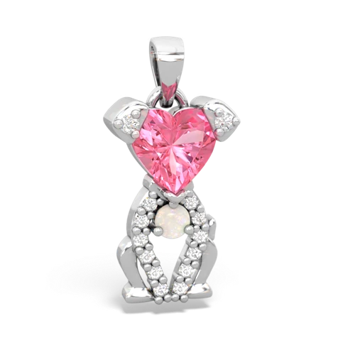 pink sapphire-opal birthstone puppy pendant