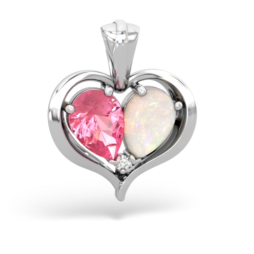 pink sapphire-opal half heart whole pendant