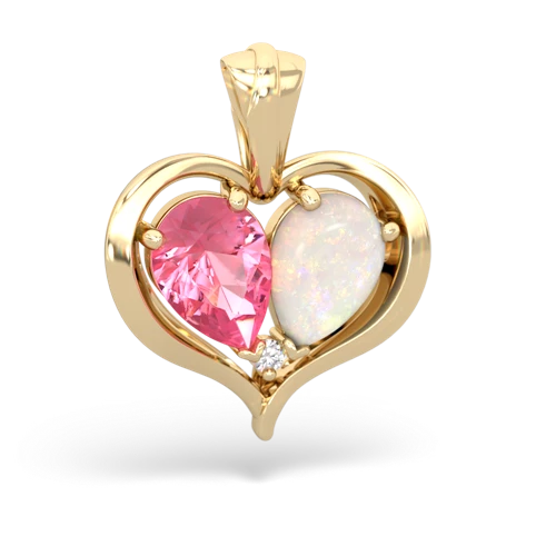 pink sapphire-opal half heart whole pendant