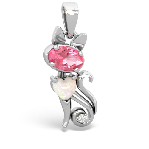 pink sapphire-opal kitten pendant