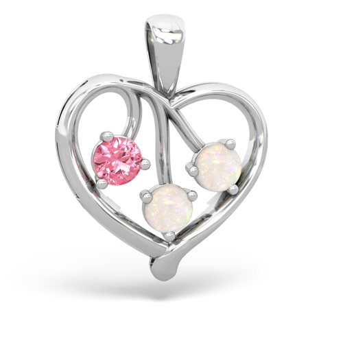 Lab Pink Sapphire Lab Created Pink Sapphire with Genuine Opal and  Glowing Heart pendant Pendant