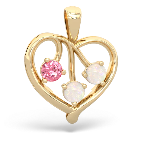 Lab Pink Sapphire Lab Created Pink Sapphire with Genuine Opal and Genuine Aquamarine Glowing Heart pendant Pendant