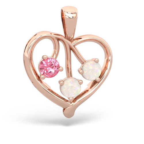 pink sapphire-opal love heart pendant