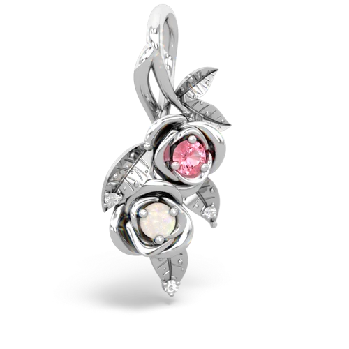 pink sapphire-opal rose vine pendant