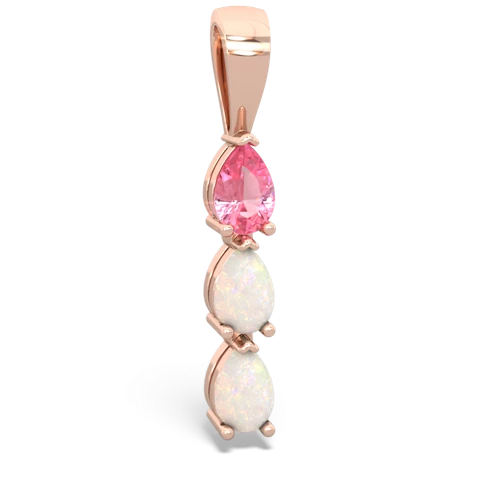 Lab Pink Sapphire Lab Created Pink Sapphire with Genuine Opal and Genuine Aquamarine Three Stone pendant Pendant