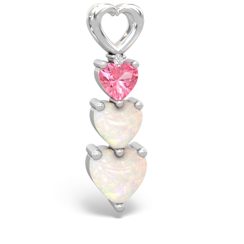 Lab Pink Sapphire Lab Created Pink Sapphire with Genuine Opal and  Past Present Future pendant Pendant