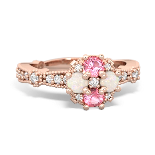 pink sapphire-opal art deco engagement ring