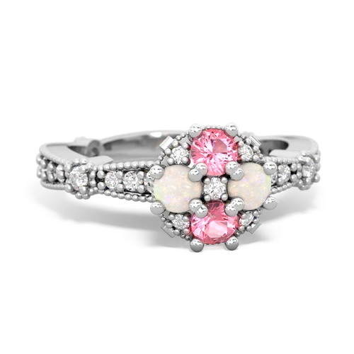 pink sapphire-opal art deco engagement ring