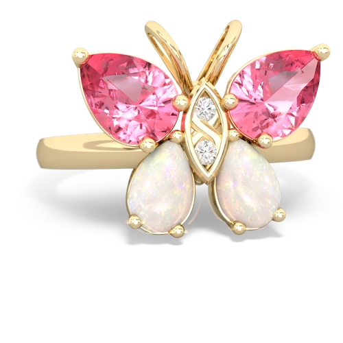 pink sapphire-opal butterfly ring