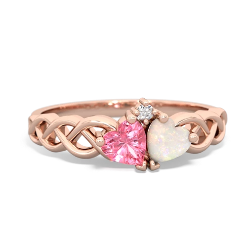 pink sapphire-opal celtic braid ring