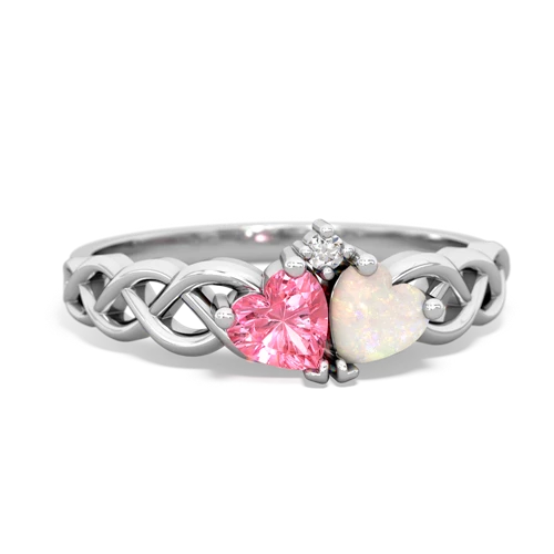 pink sapphire-opal celtic braid ring