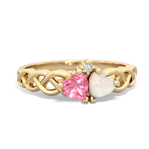 pink sapphire-opal celtic braid ring