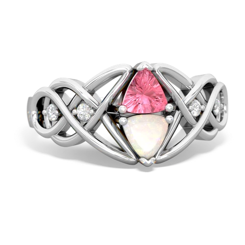 pink sapphire-opal celtic knot ring