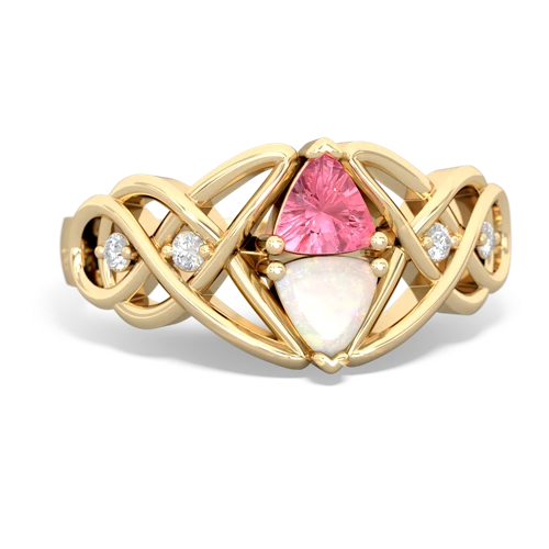pink sapphire-opal celtic knot ring