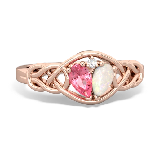 Lab Pink Sapphire Lab Created Pink Sapphire with Genuine Opal Celtic Love Knot ring Ring