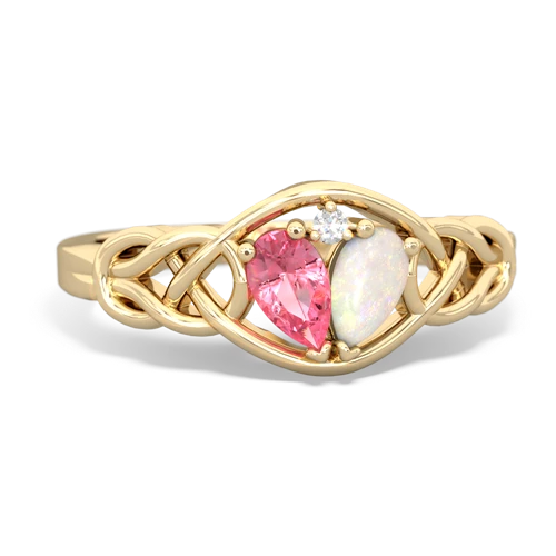 pink sapphire-opal celtic knot ring